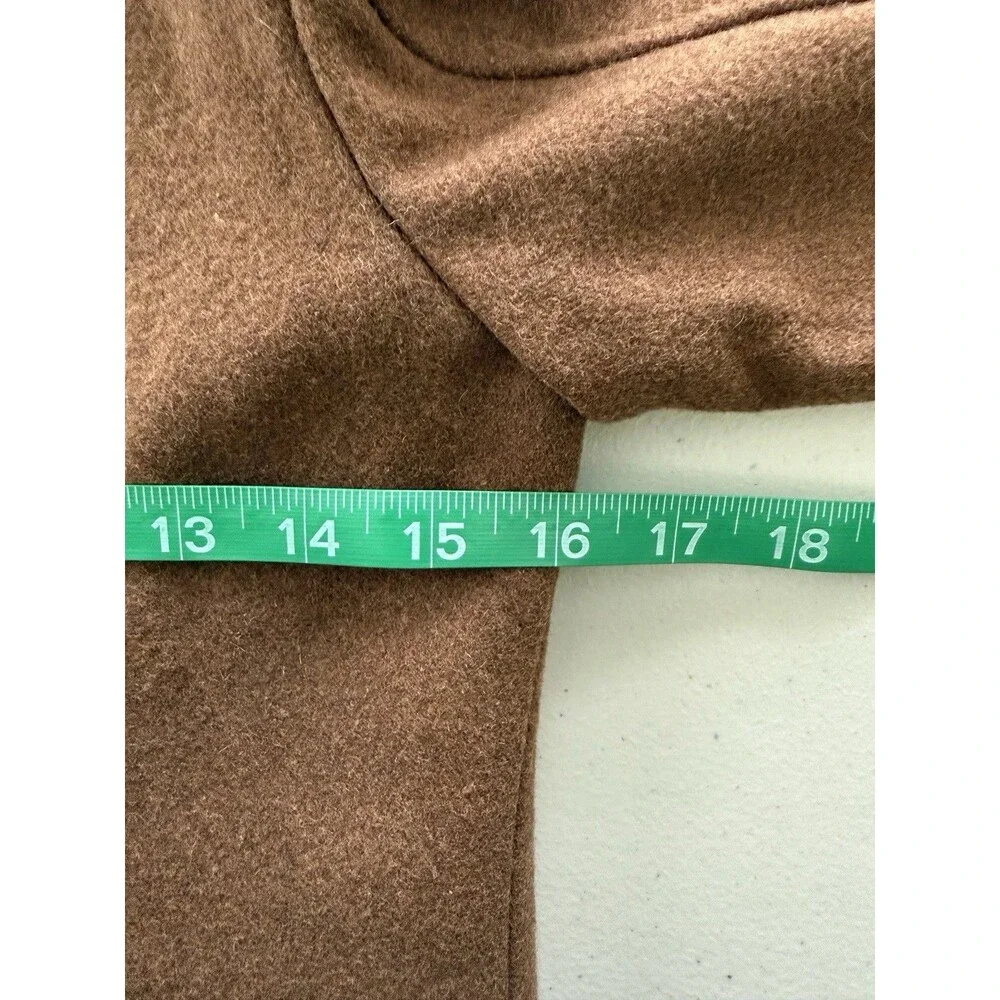 Women’s Brown Wool Blend Double Breasted Jacket‎ Classic Tailored Peacoat Sz XS